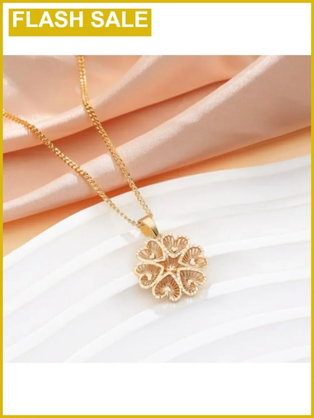 14K Gold Plated Necklace Butterfly Heart Flower Openwork Pendant Women